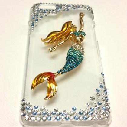 Bling Mermaid Iphone 6 Clear Hard Case, Cute..