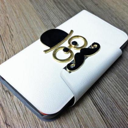 Iphone 5s Case With Mustache Embellishment, White..