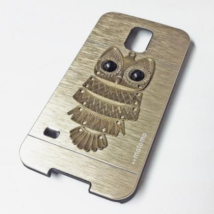 Owl Samsung Galaxy S5 Case Cover, Gold Metal Hard..