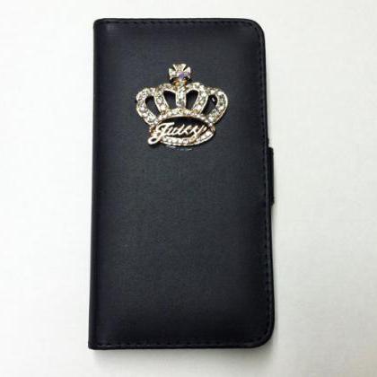 Bling Crown Samsung Galaxy S5 Wallet Case, Black..