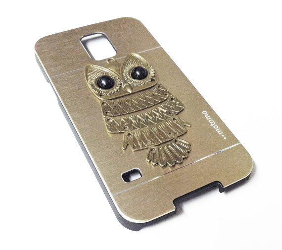 Owl Samsung Galaxy S5 Case Cover, Gold Metal Hard Case Cover For Samsung Galaxy S5