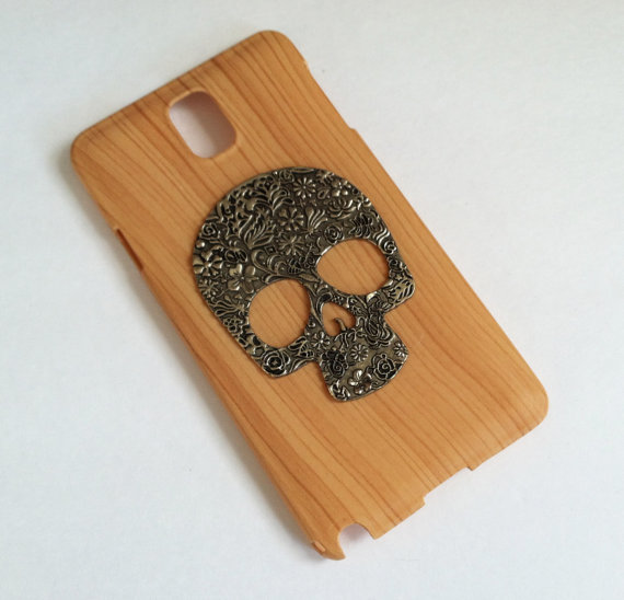 Skull Samsung Galaxy Note 3 Case, Wood Texture Hard Plastic Cover For Samsung Galaxy Note 3 With Skull