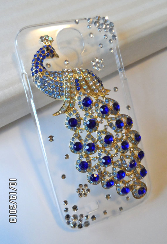 Peacock Samsung Galaxy S4 Clear Case, Bling Beautiful Peacock Galaxy S4 Case With Rhinestones